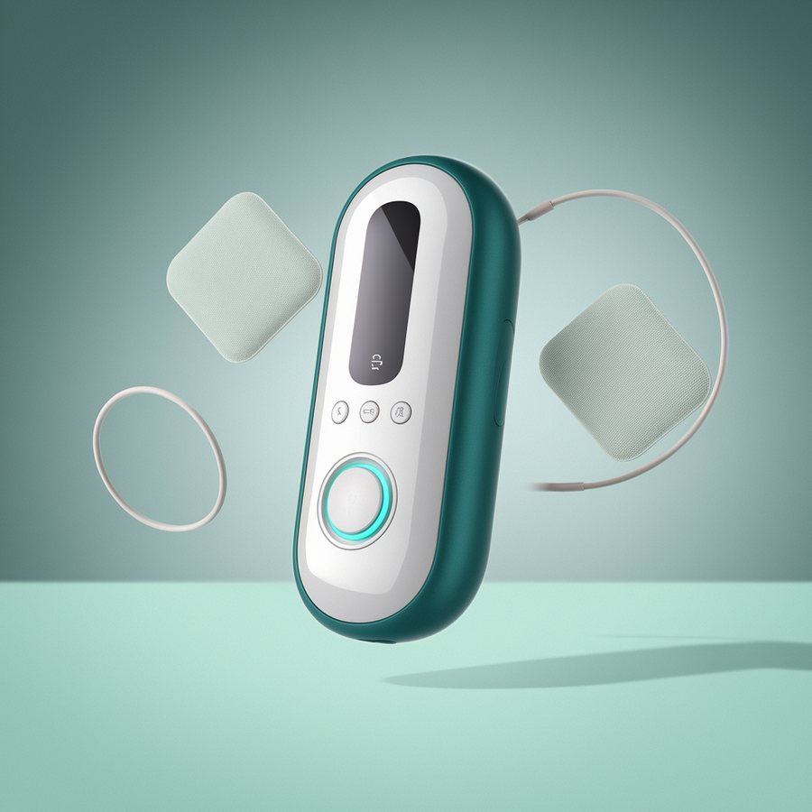 TENS electrotherapy unit with electrode pads